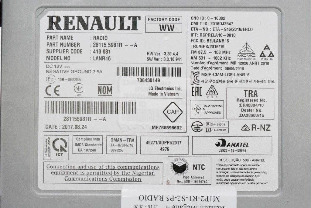 module TUNER radio navigation 281155981R RENAULT MEGANE 4 IV 16-20
