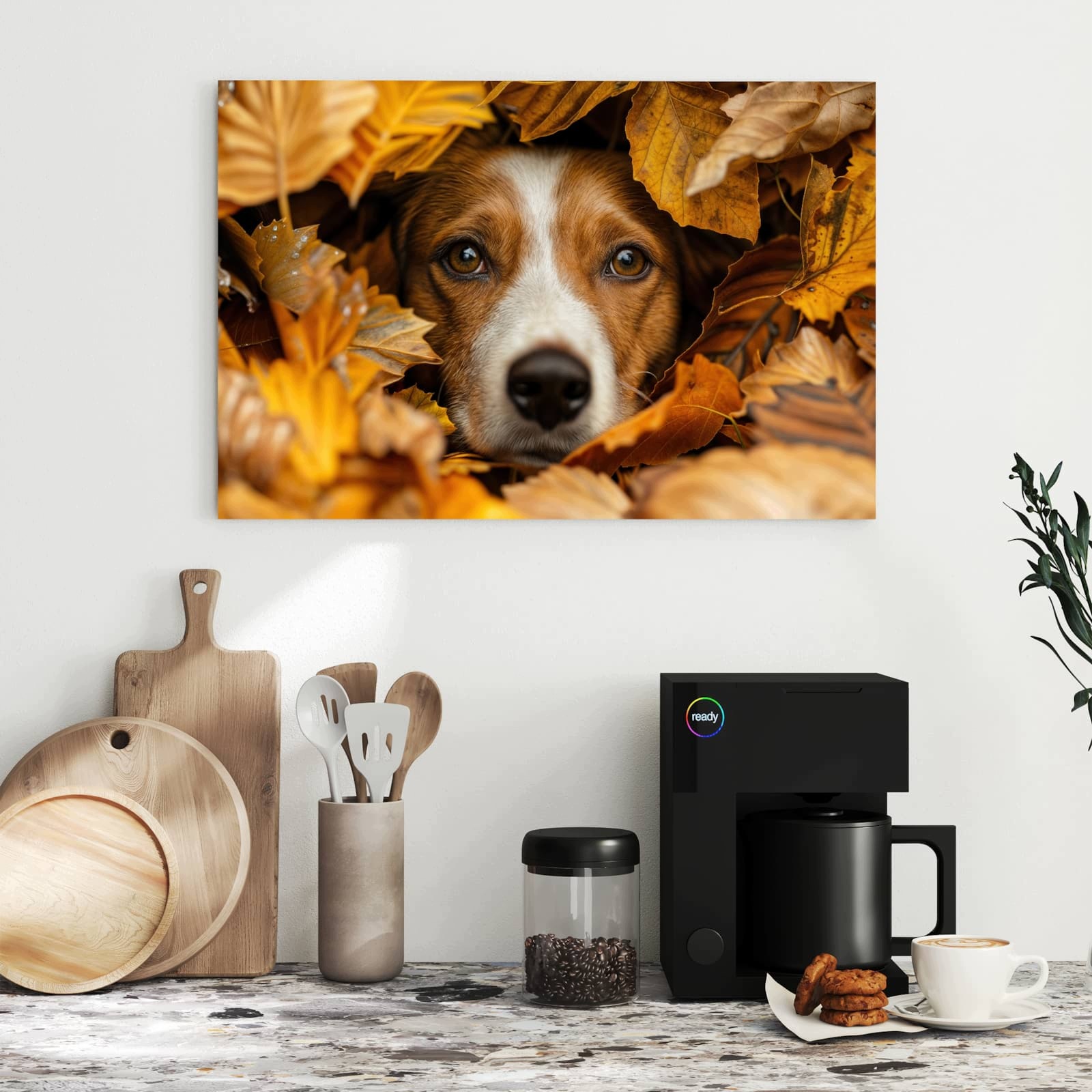 Magnetická tabule Pes Podzimní listy 60 × 40 cm