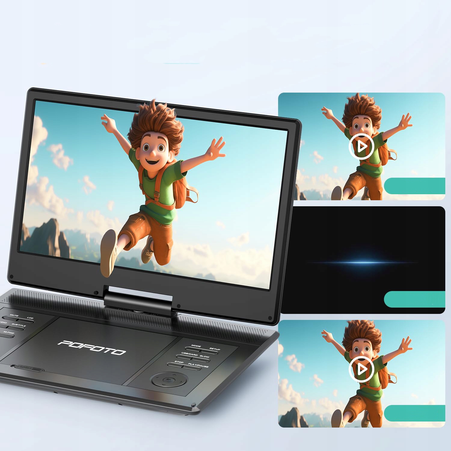 Přenosný DVD přehrávač Baterie 4000 Mah, Dvojité Reproduktory 14" Obrazovkou