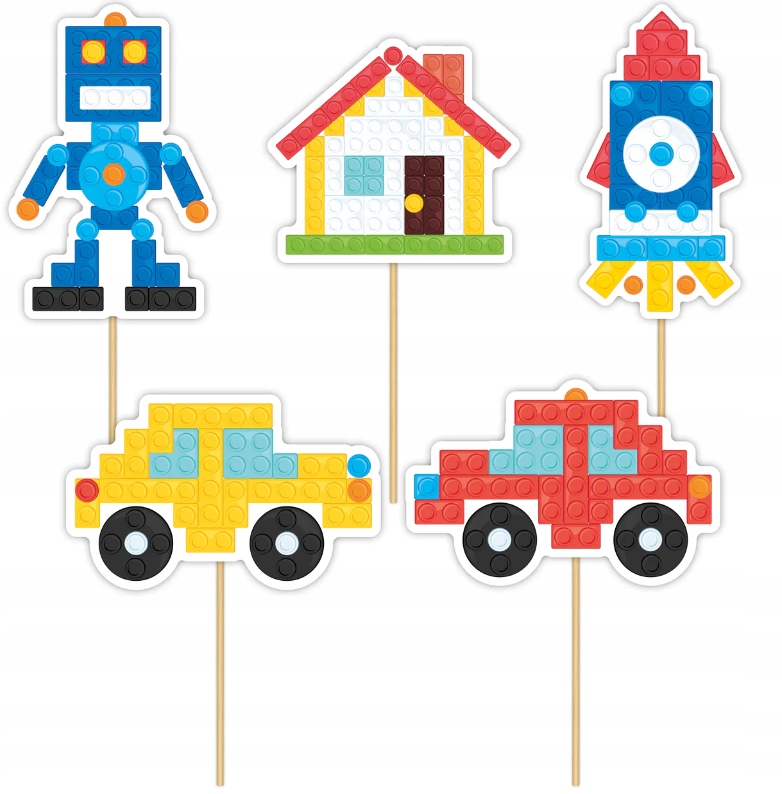 

Topper na tort Klocki Block dekoracja urodziny Pp