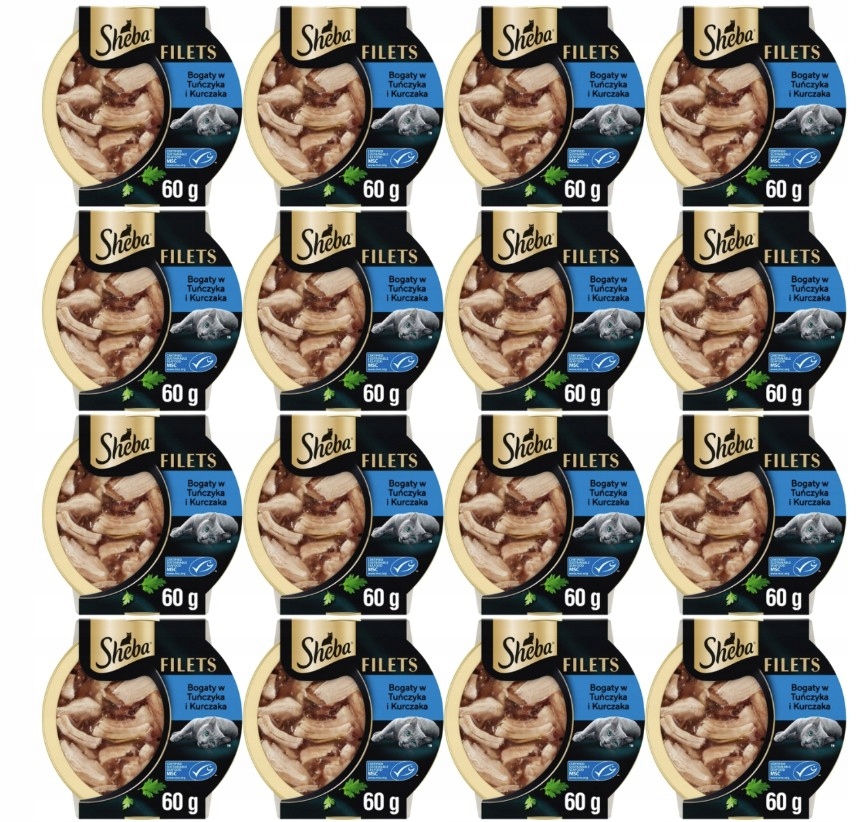 Sheba Filets Tuňák &amp; Kuře v omáčce 16x60 g