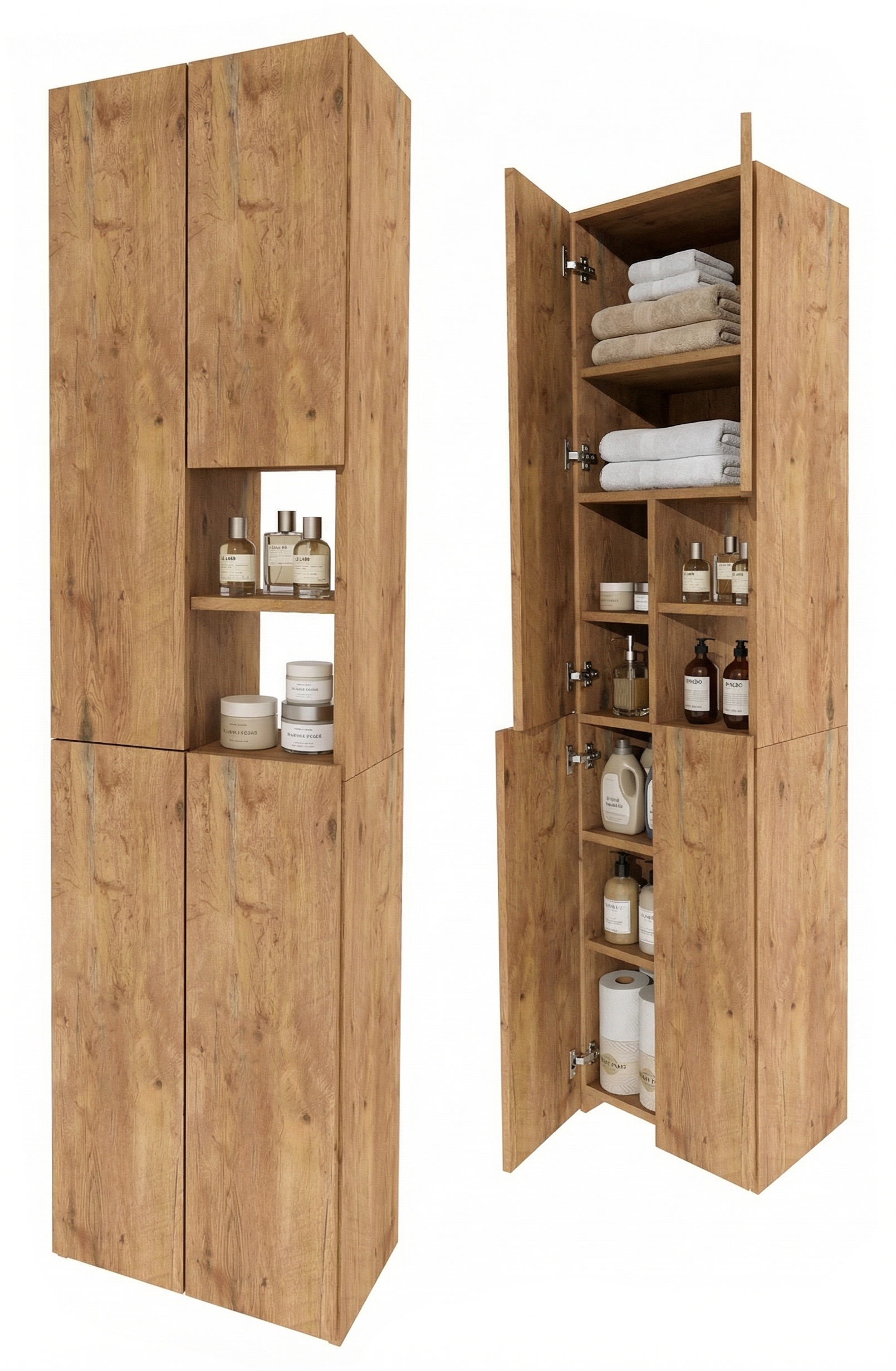 Koupelnová skříňka stojící sloupek koupelnová úzká police dub lancelot