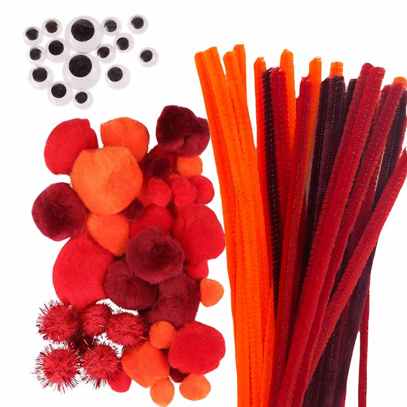 

Zestaw kreatywne druciki pompony oczka Pomarańcz