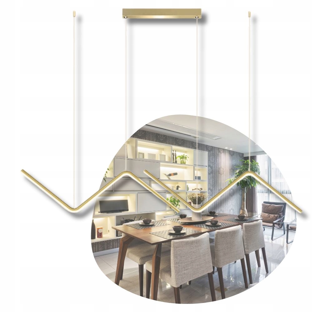 Závěsná lampa zyg zag stropní zlatá integrovaná Led moderní nad ostrovem