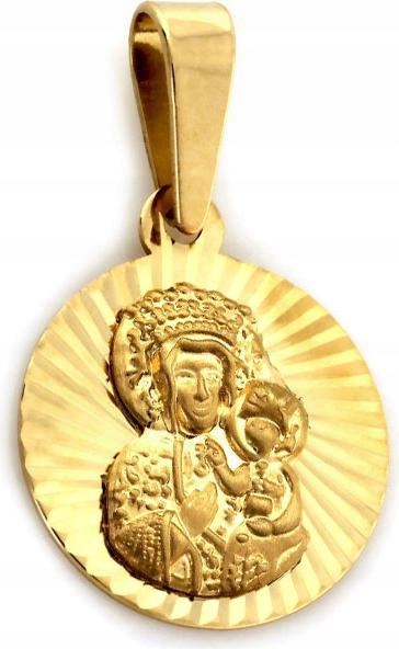 Zlatý medailonek 585 Matka Boží Čenstochovský křest Svaté Přijímání Svatá památka