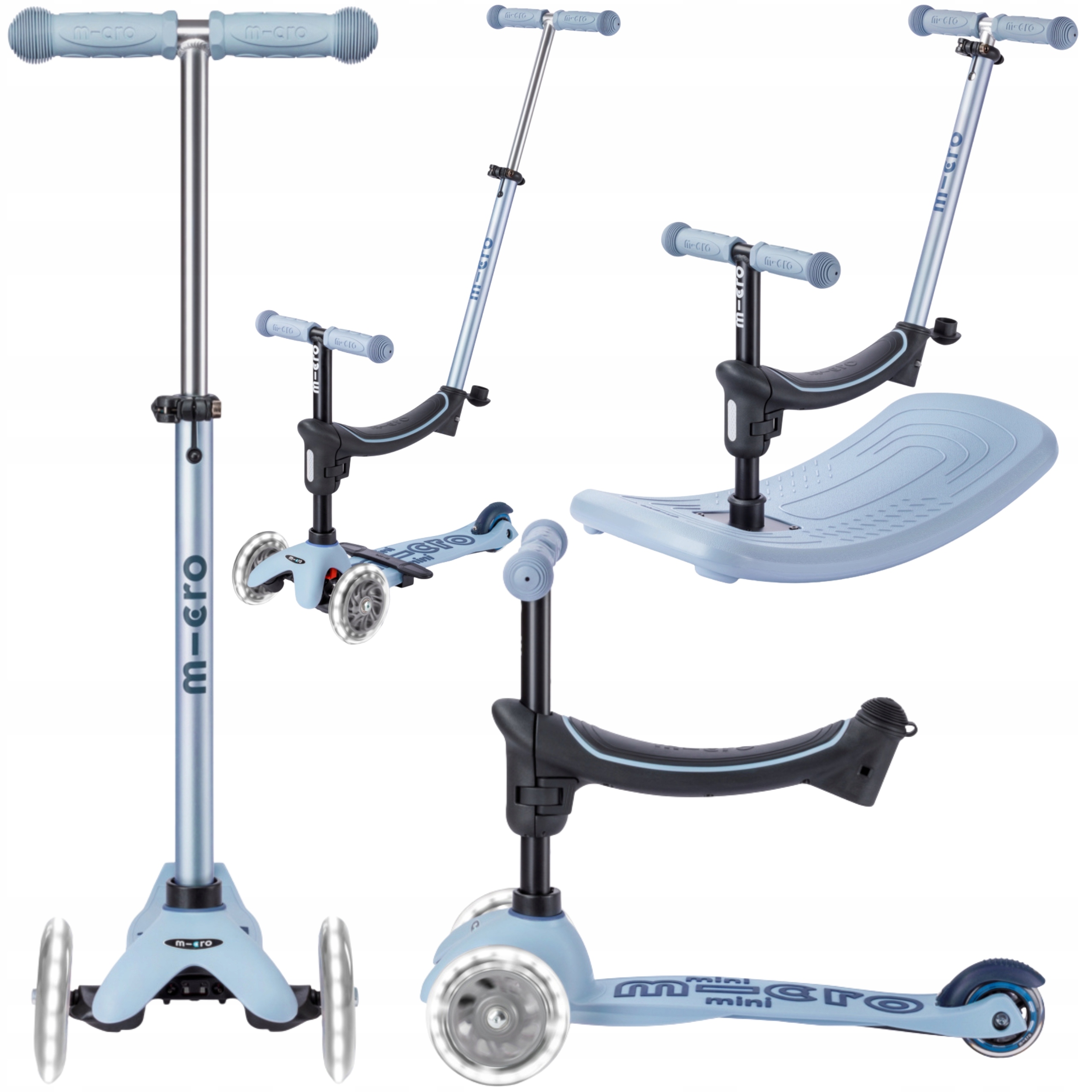 Hulajnoga 4w1 Micro Mini Rock Go Koła Led 6 Wariantów Niebieska Jeździk