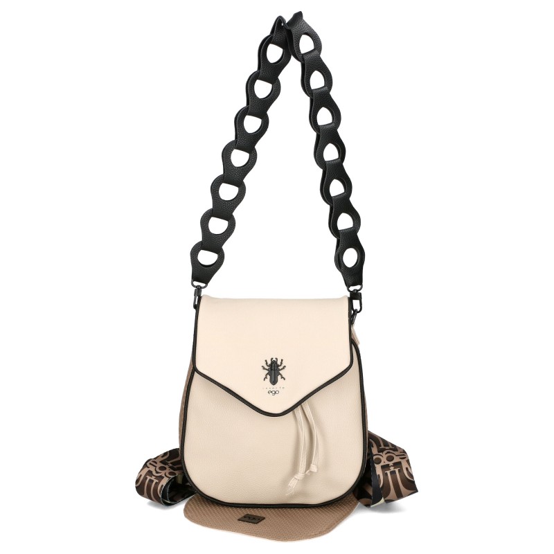 Ego Taška-Batoh s vyměnitelnou klopou Eko kůže Logovaný Pásek Béžový