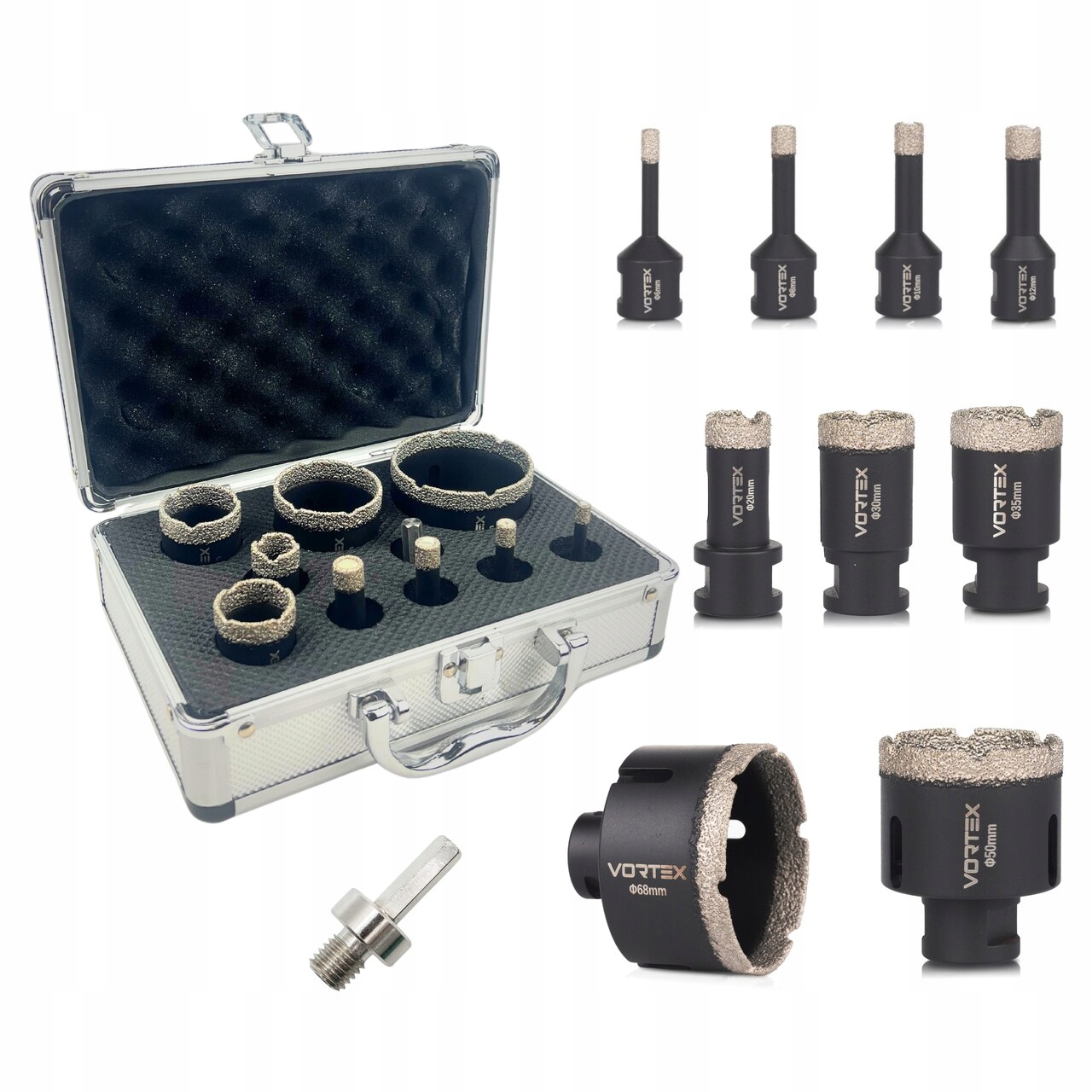 ZESTAW WIERTEŁ DIAMENTOWYCH 10 EL KORONKI DO GRESU M14 OTWORNICE DO GLAZURY