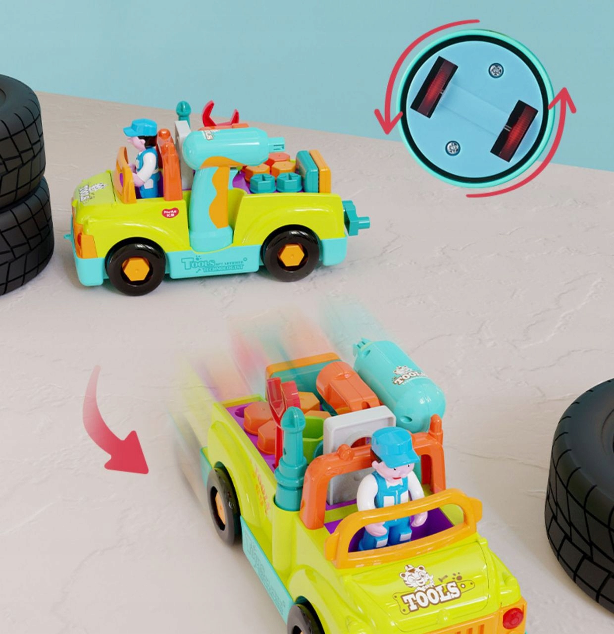 AUTO DO ROZKRĘCANIA WIERTARKA SAMOCHÓD MECHANIKA WARSZTAT JEŻDZI Model Auto mechanika