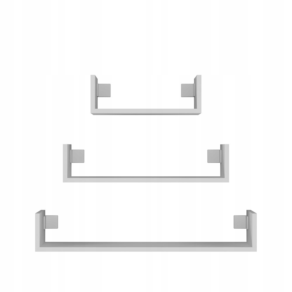 Komplet 3x Závěsná Police Mobi 3P – Moderní Nástěnné Police Bílé