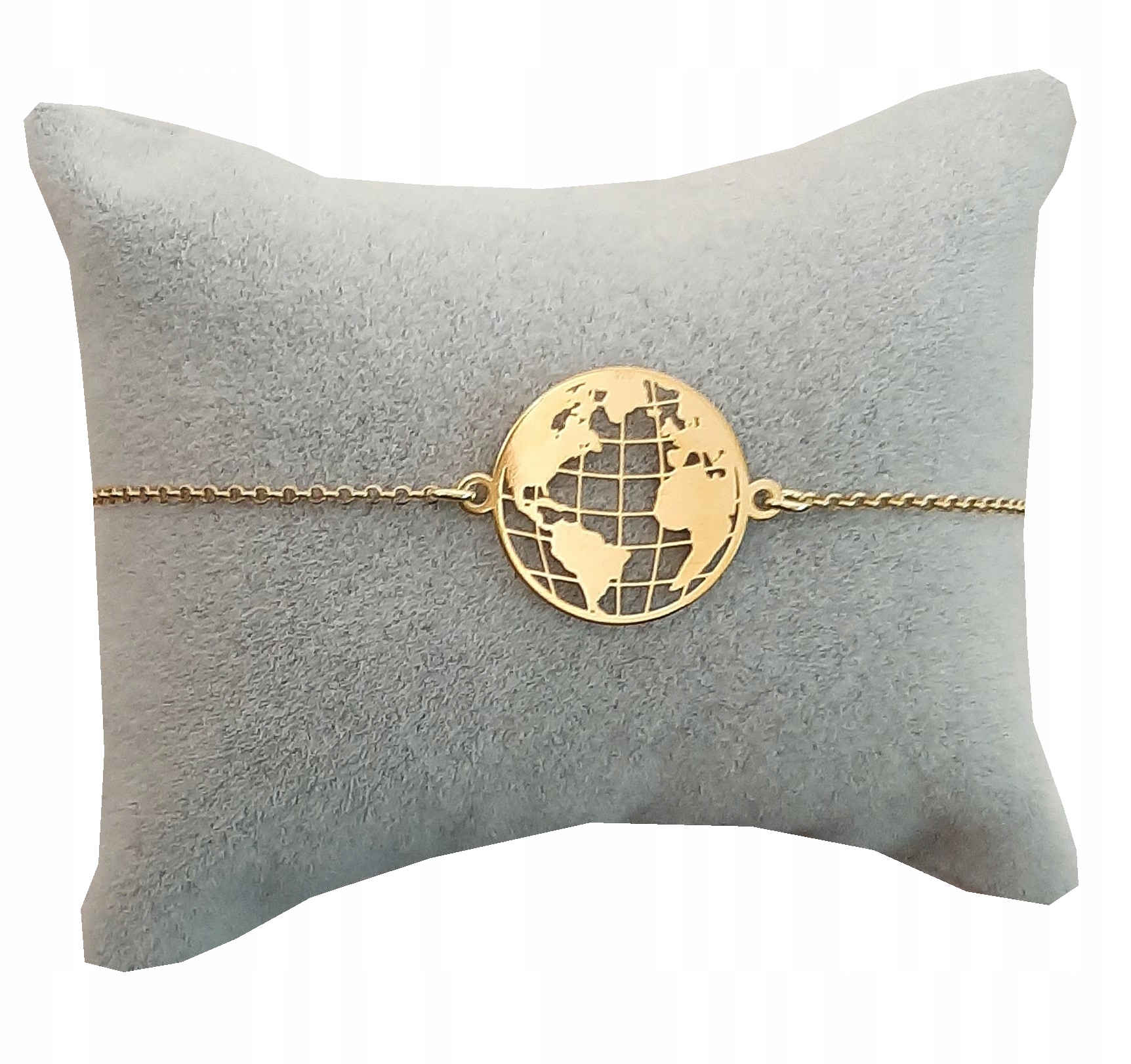 

Złota bransoletka duża kula ziemska ziemia 925