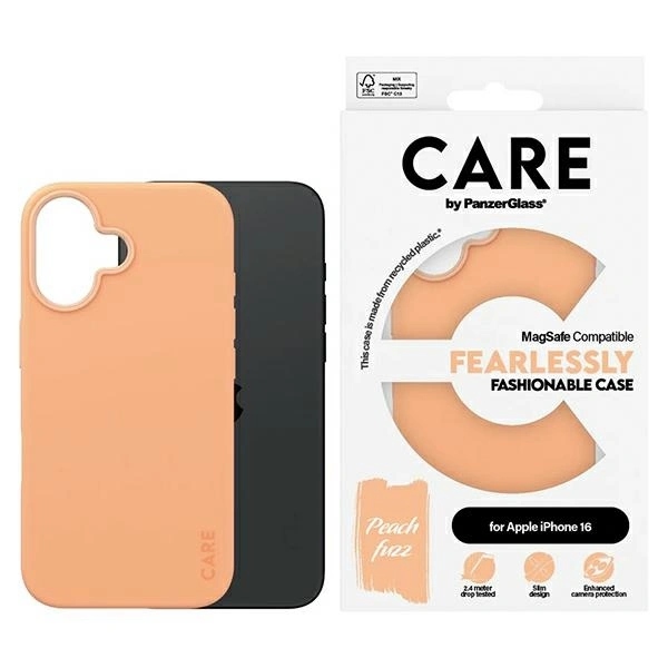 Pouzdro Care by PanzerGlass Fashion MagSafe pro Apple iPhone 16 broskvové