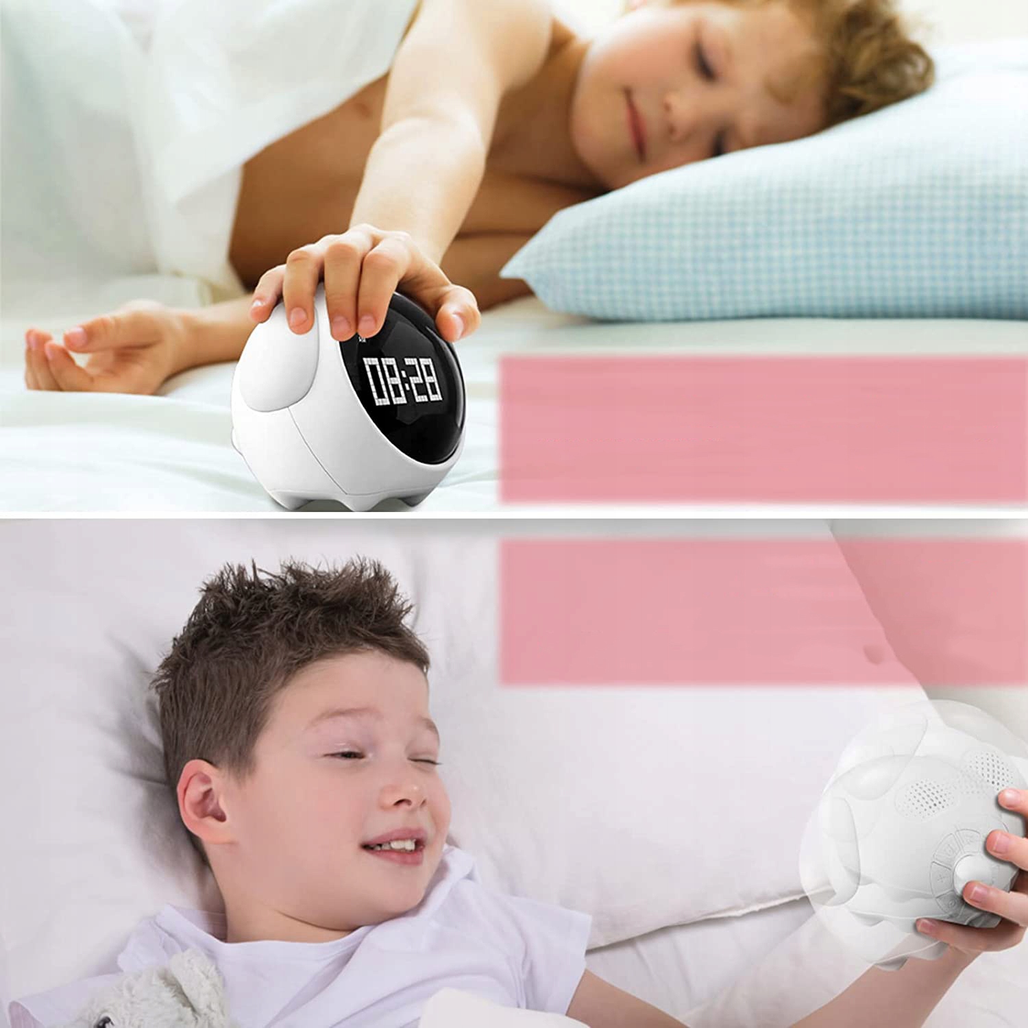 Zegar Budzik Dla Dzieci LED Interaktywny Emoji Kształt owalny