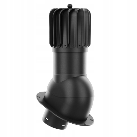 Větrací komín Otočný podlouhlý fi150 Ploché Pokrytí Černý 9005