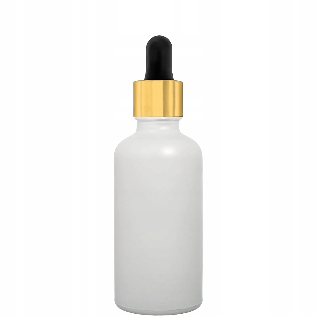 

Butelka 100ml biała matowa z pipetą złoto czarną