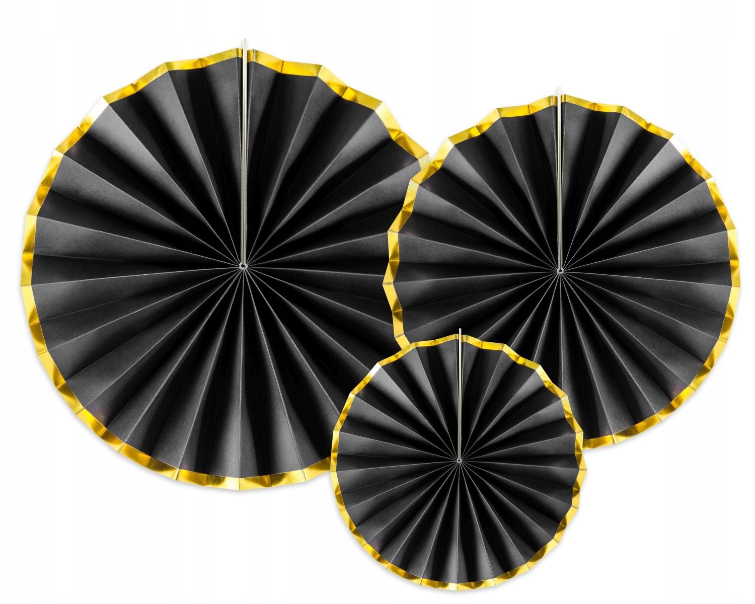 

Rozety Papierowe Dekoracyjne czarno złote 3 sztuki