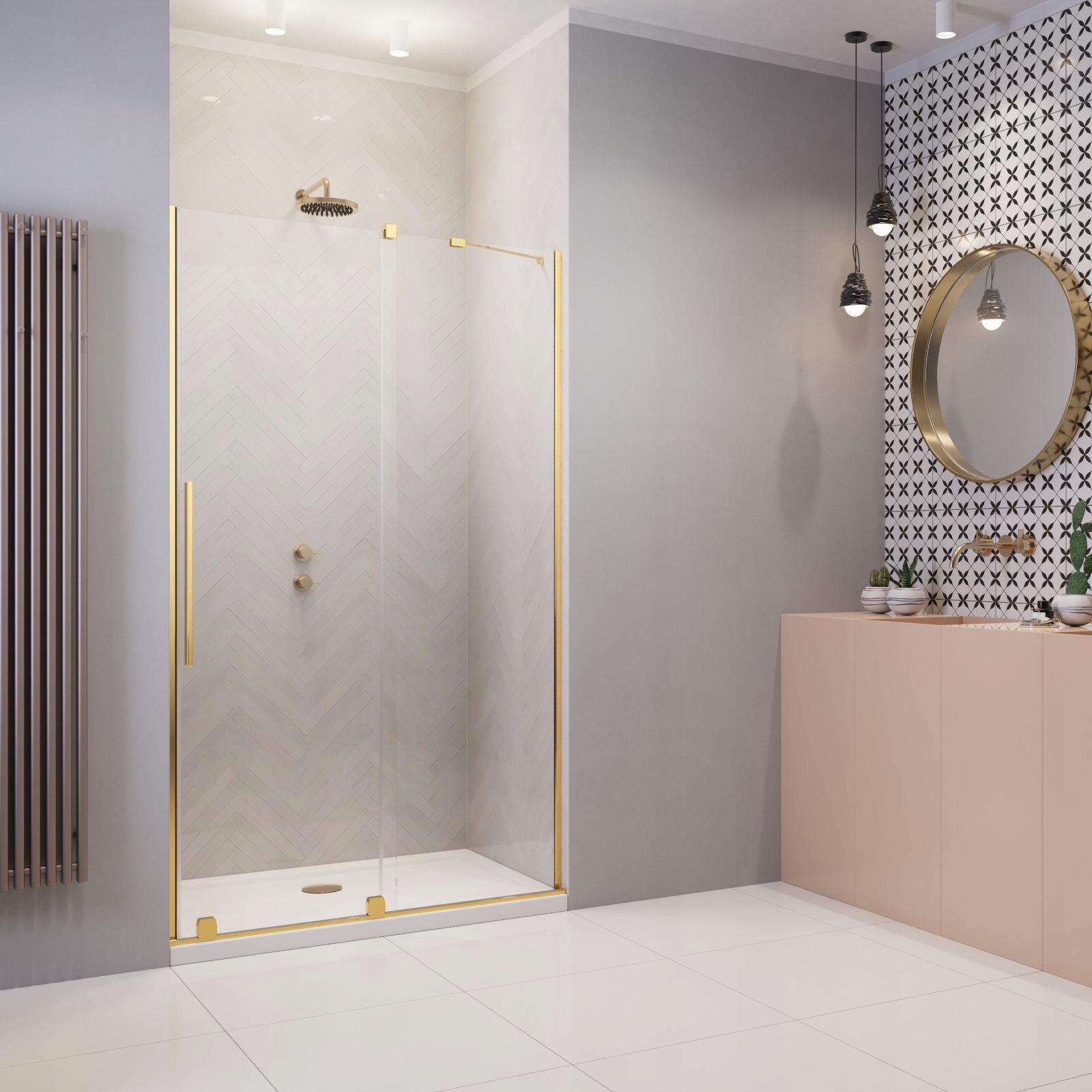 Drzwi prysznicowe przesuwne złote 100 cm P mirror Rodzaj drzwi do wnęki