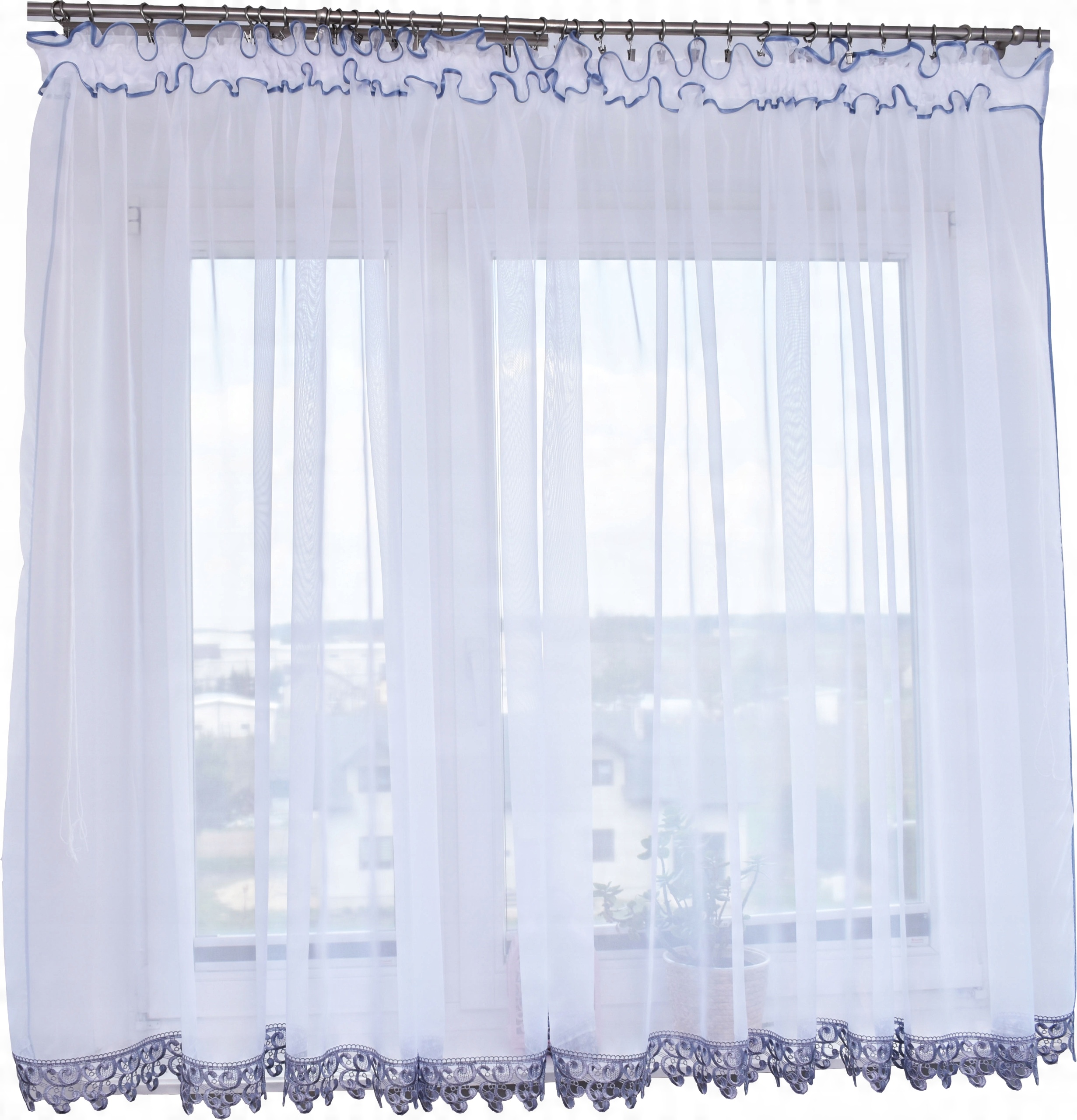 

Firana Gotowa 120x300 Prosta Gipiura 8cm Szara