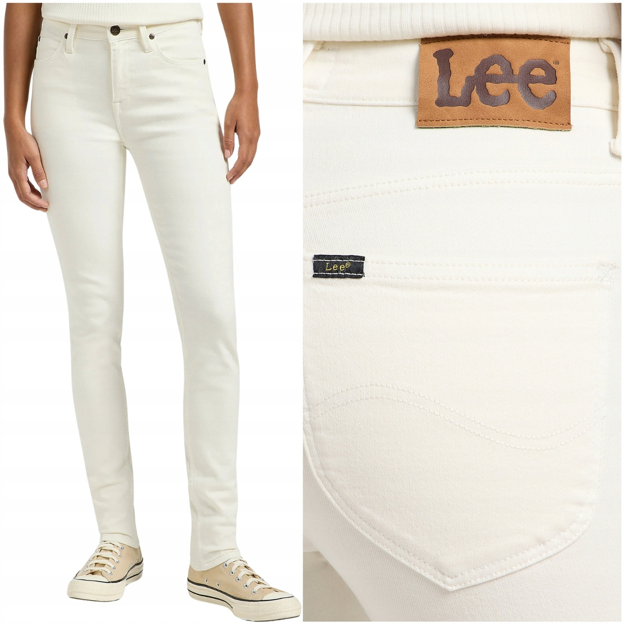 Lee Scarlett High bílé dámské vysoké džínové kalhoty úzké nohavice W25 L31