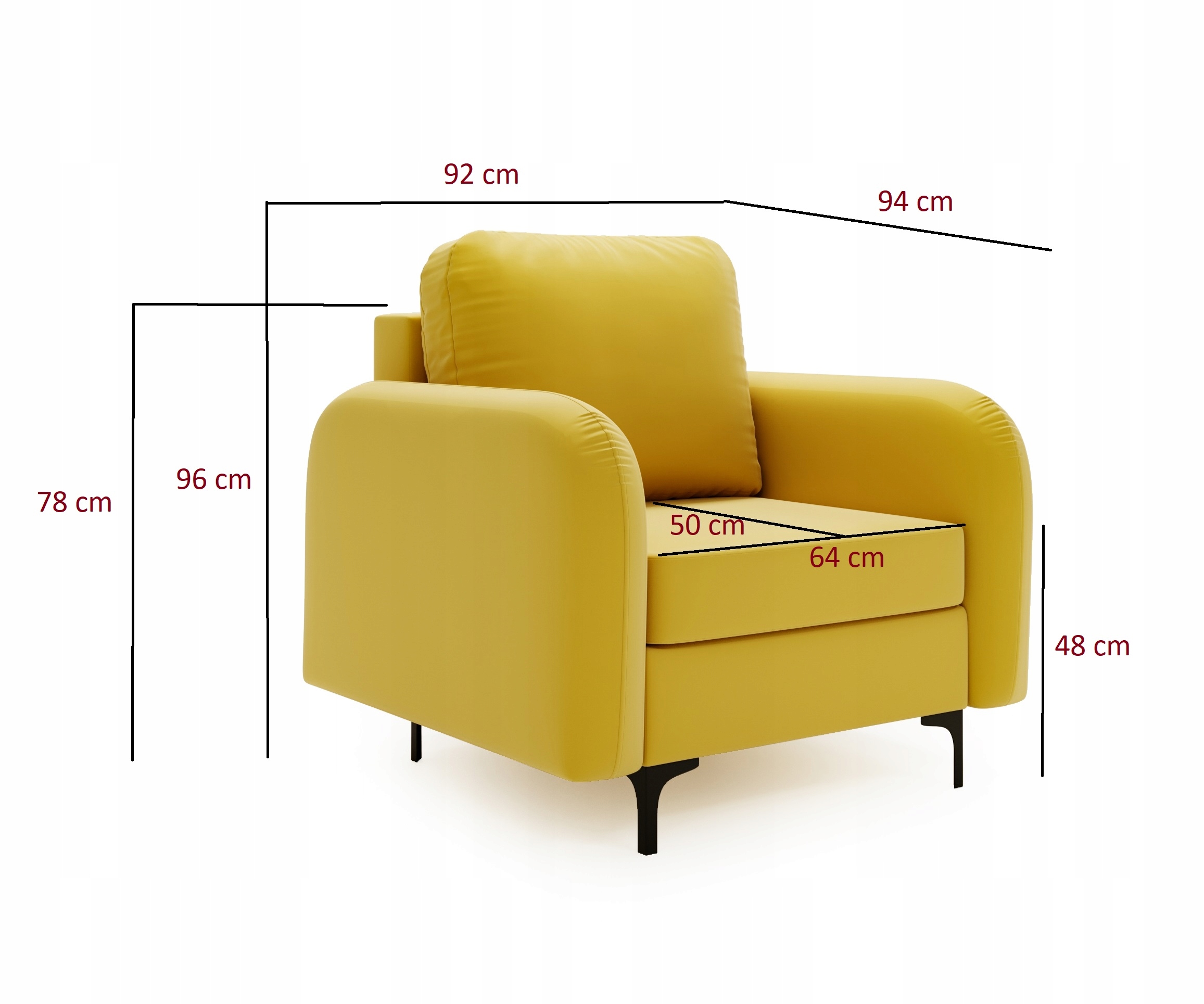 Fotel VENICE z poduszką na metalowych nogach Kod producenta 5905555349046