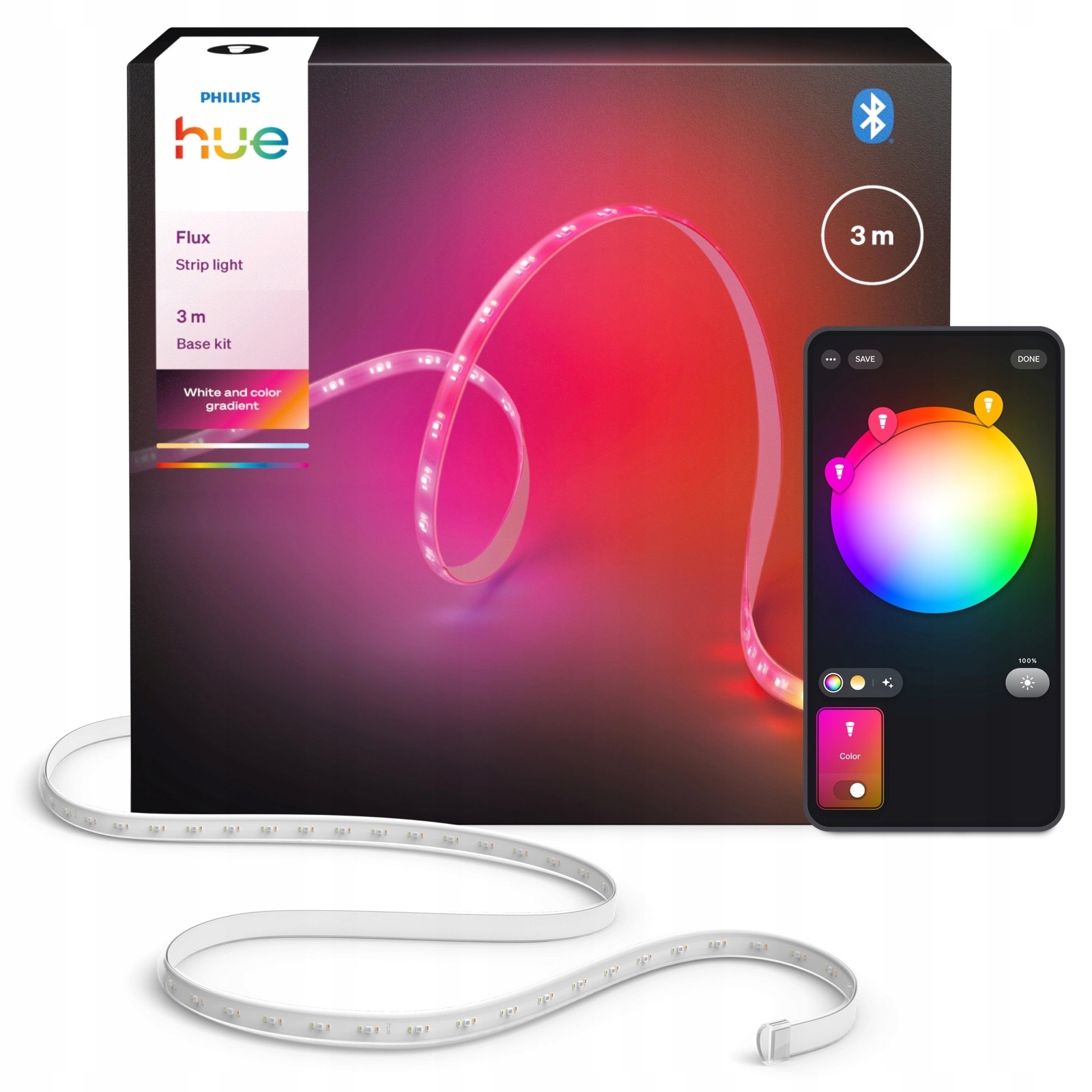 Led pásek 3 m 12W 1200lm Rgb Tw Inteligentní Flux Strip Philips Hue
