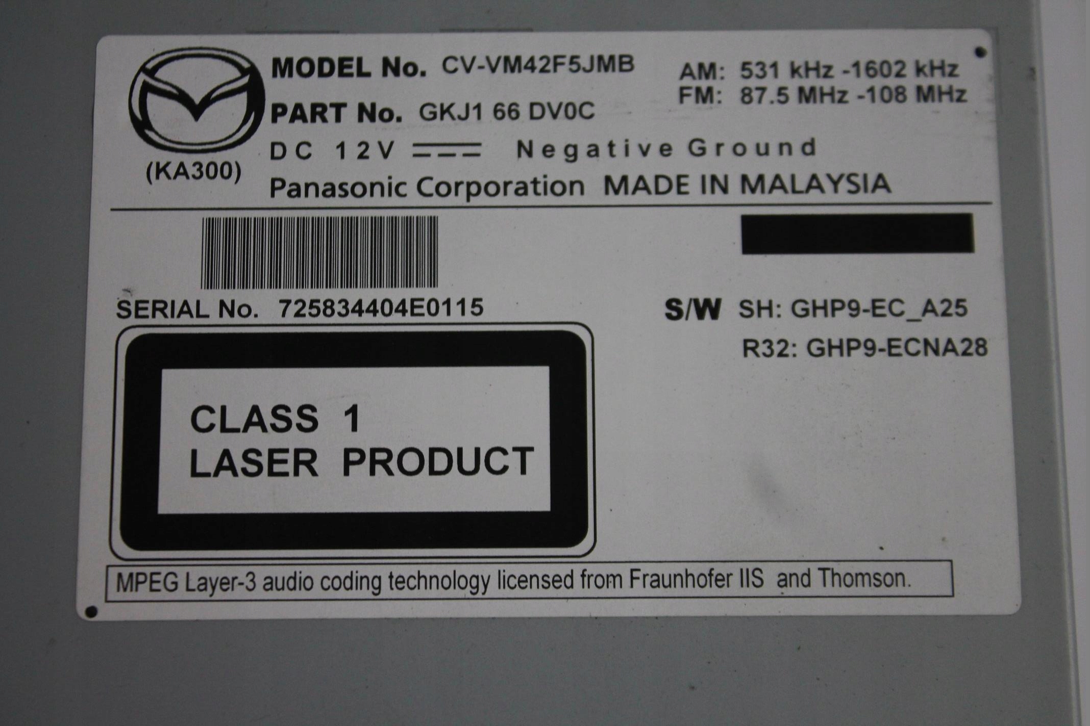 RADIO Navigation CD FABRYCZNE MAZDA 6 GJ 12