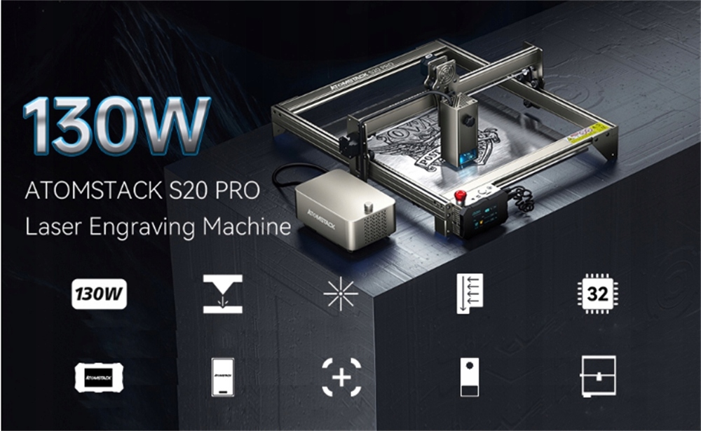 Grawer /wycinarka laserowa ATOMSTACK S20 Pro 130W +F30 Pump +R3 PRO Rolka Producent Atomstack