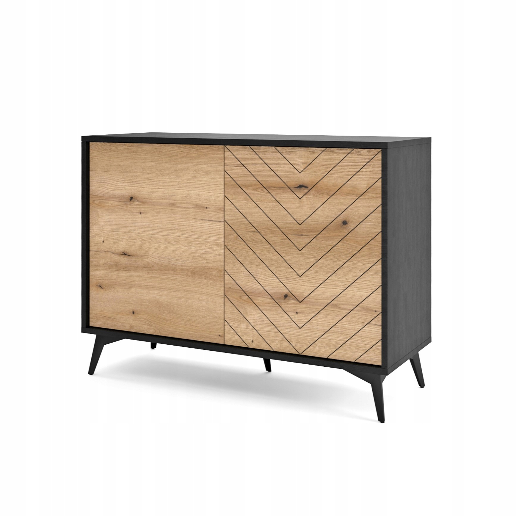 Komoda Diamante 104 cm do obývacího pokoje Ložnice 2 Dvířka Černý Dub Evoke Coast
