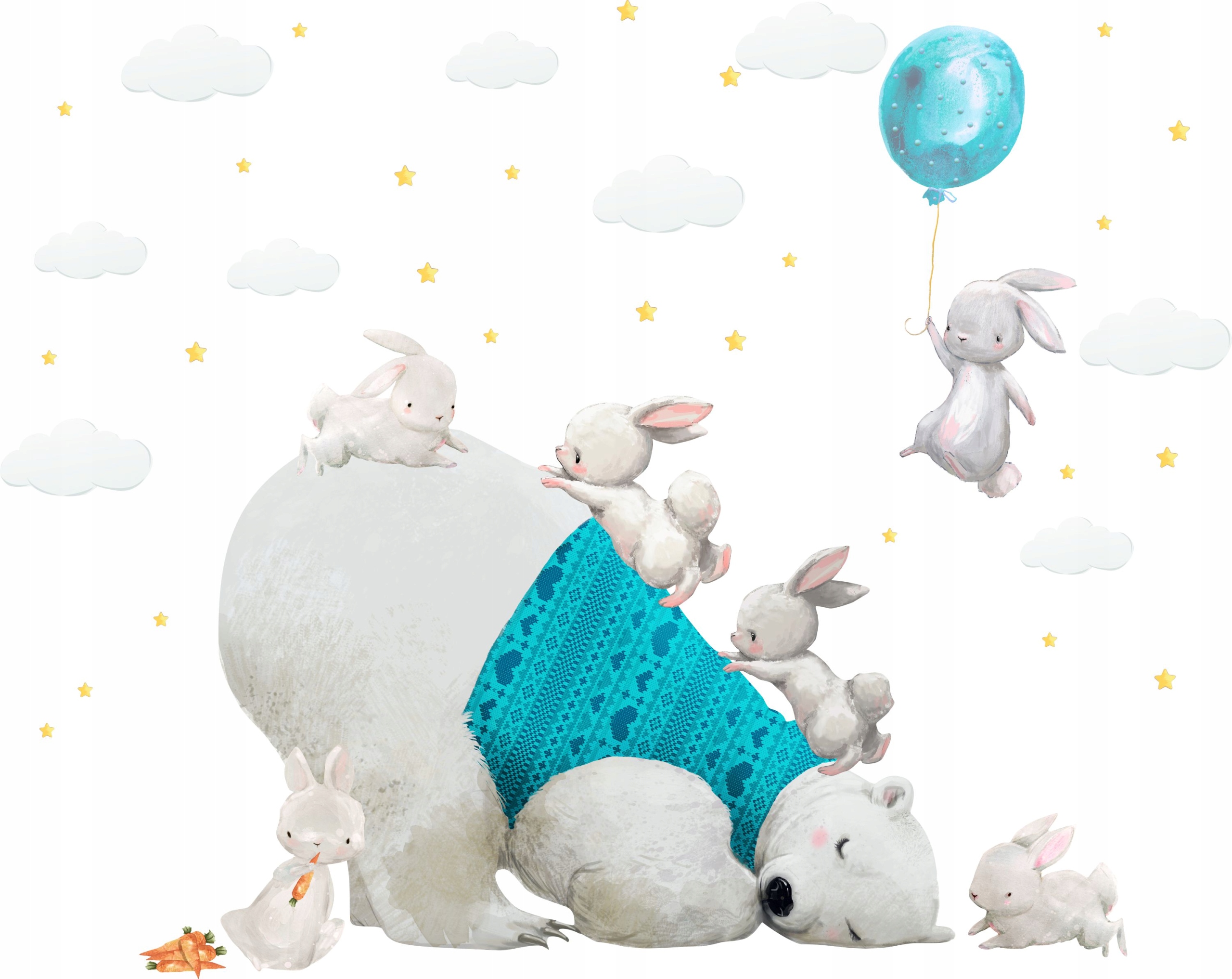 

Naklejki ścienne dla dzieci Miś Króliki D325 150cm