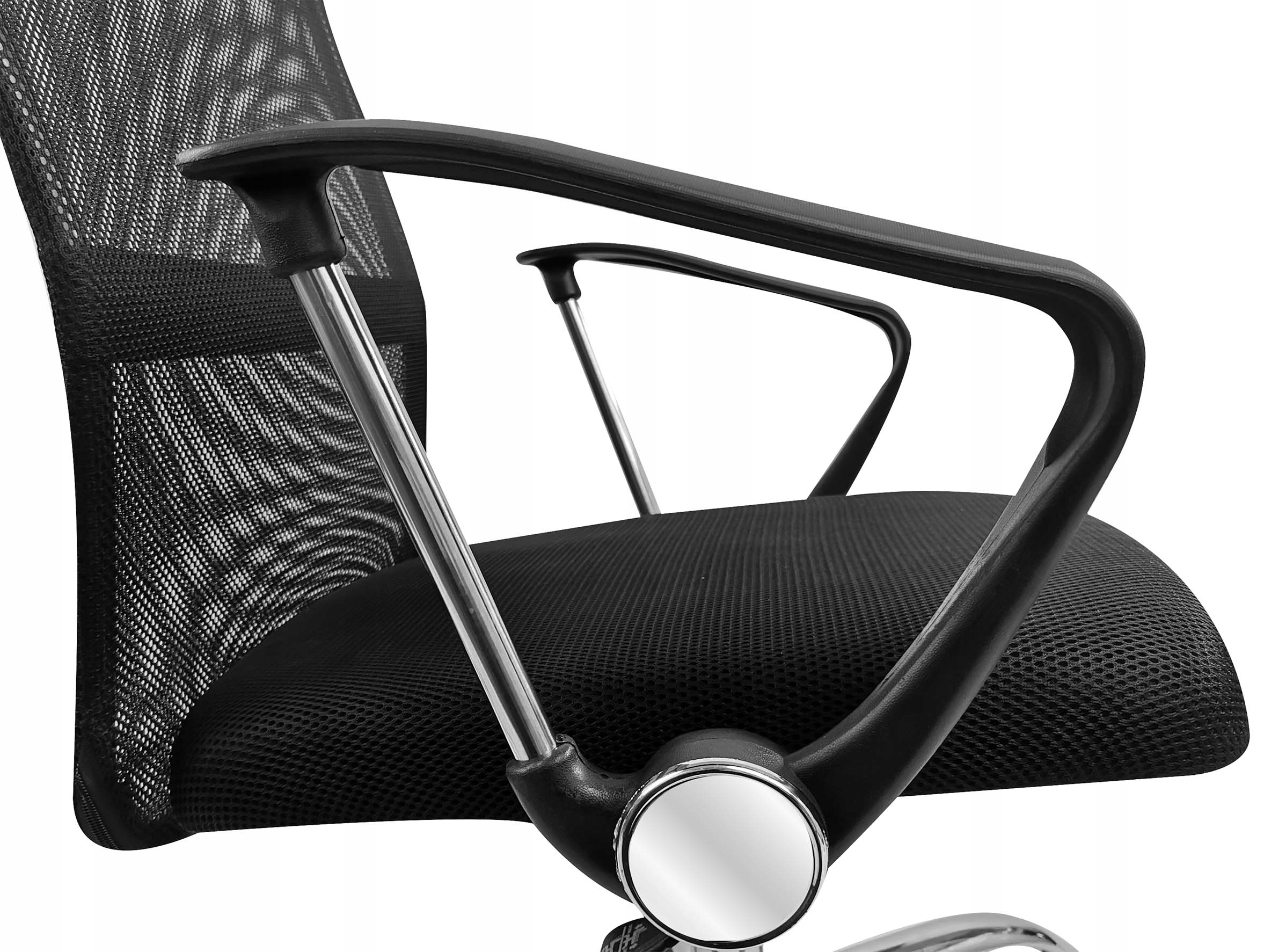 WYGODNE KRZESŁO BIUROWE OBROTOWE FOTEL KOMPUTEROWY REGULOWANY KB101 CZARNY Głębokość mebla 56 cm