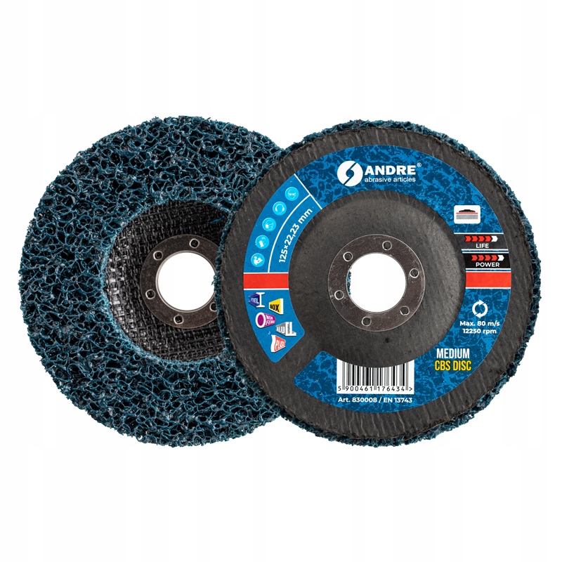 Brúsne kotúče Cbs z netkanej textílie na čistenie 125×22,2 Med–blue 10ks Andre