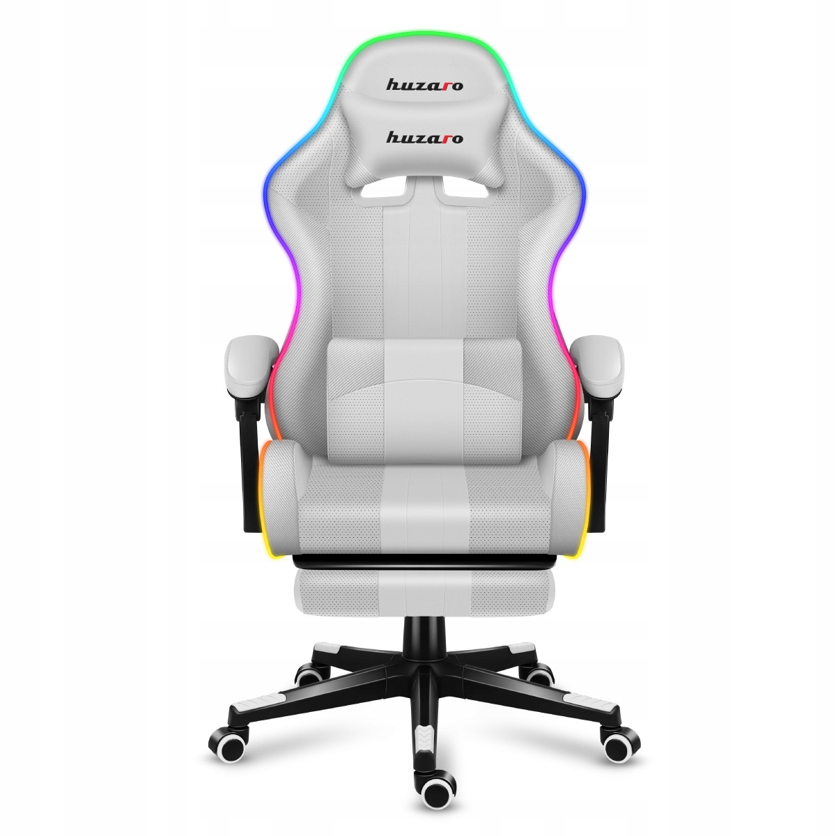 Huzaro Force 4.7 RGB White Mesh Gamingowy  do 140kg Tkanina Biały