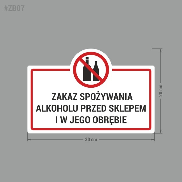 Zakaz Spożywania Alkoholu - naklejka 20x30 Marka inny