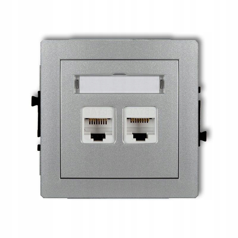 Dvojitá počítačová zásuvka RJ45 stříbrná 7DGK-2