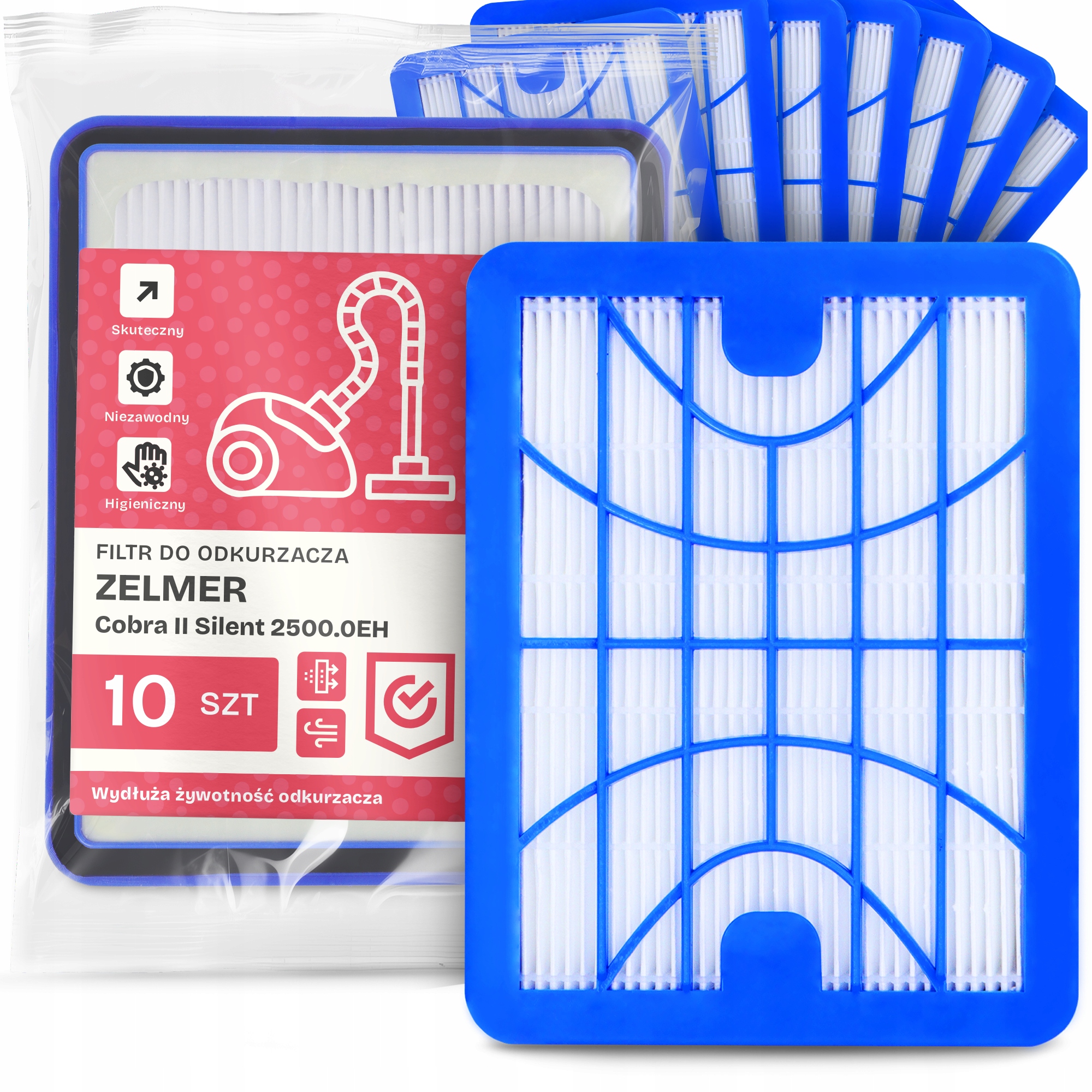 10 x Vzduchový Filtr Pro Vysavač Zelmer Cobra II Silent 2500.0EH Hepa Em-w