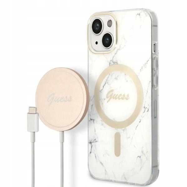 Zestaw Guess GUBPP14SHMEACSH: Etui i Ładowarka MagSafe do iPhone 14/15/13