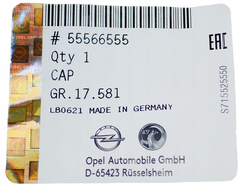 OE OPEL KOREK WLEWU OLEJU ASTRA J IV INSIGNIA A MOKKA ZAFIRA ORYGINAŁ GM Typ samochodu Samochody osobowe