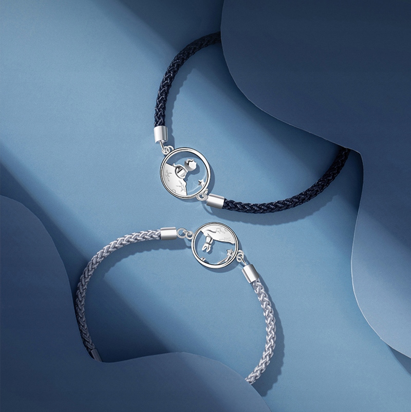 MAŁY KSIĄŻĘ I LIS BRANSOLETKI ZESTAW BFF 2 szt + BOX Materiał Posrebrzany