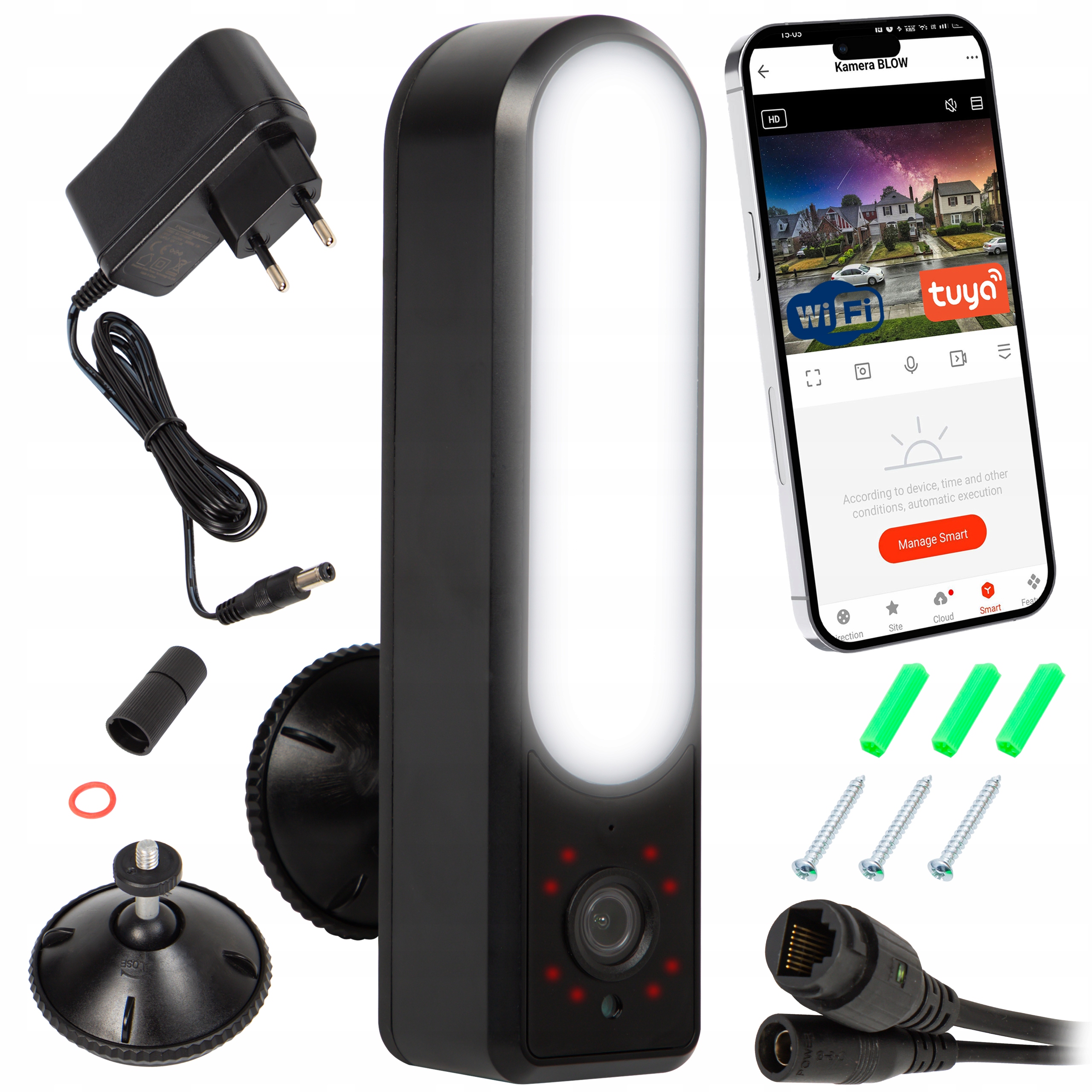 Zewnętrzna Kamera Ukryta Wifi Ip 3MPx z Lampą Led Detekcja Pir Wqhd Tuya