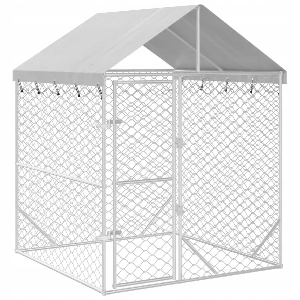 Levně vidaXL Kotec pro psa, se střechou, stříbrná, 2x2x2,5 m, ocel galvanizovaná