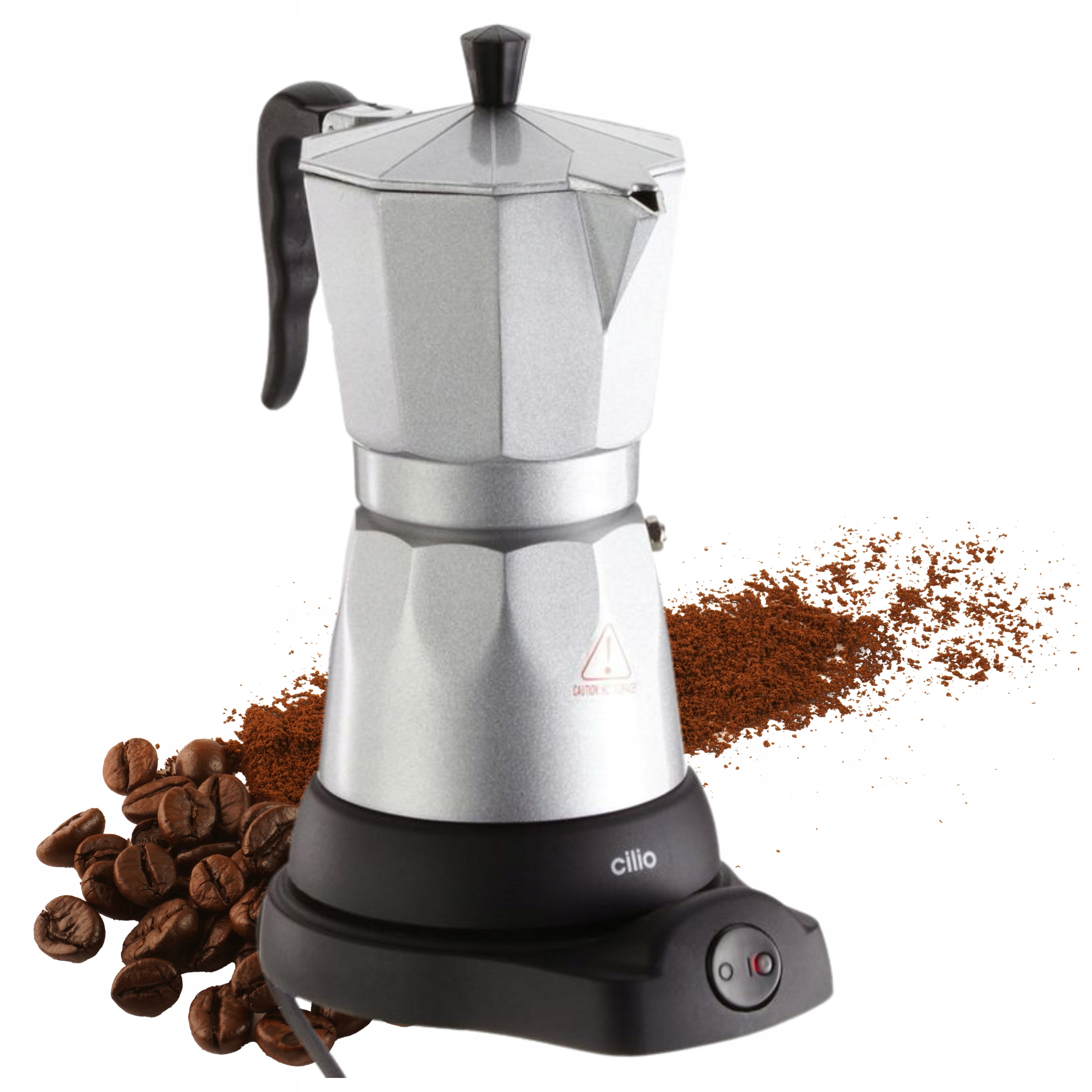Kawiarka Elektryczna do Kawy 6 Cilio z Funkcją Podgrzewania Aluminiowa