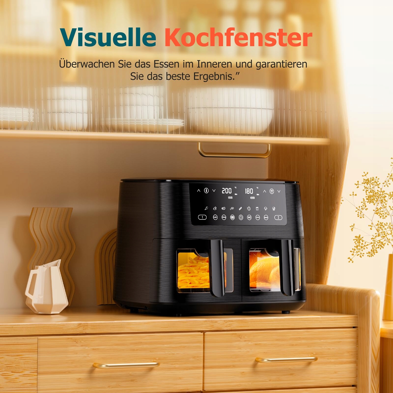 DUAL ZONE AIRFRYER 9L XL 2 Szuflady Zdrowe Gotowanie — miniatura 4