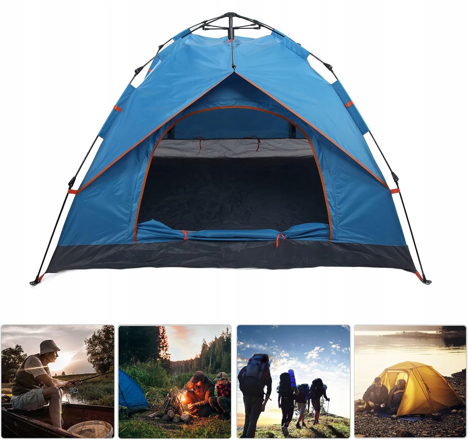 NAMIOT SAMOROZKŁADAJĄCY TURYSTYCZNY 3-4 OSOBOWY MOSKITIERA NA PLAŻĘ WĘDRÓWK Model ODPORNY NA UV