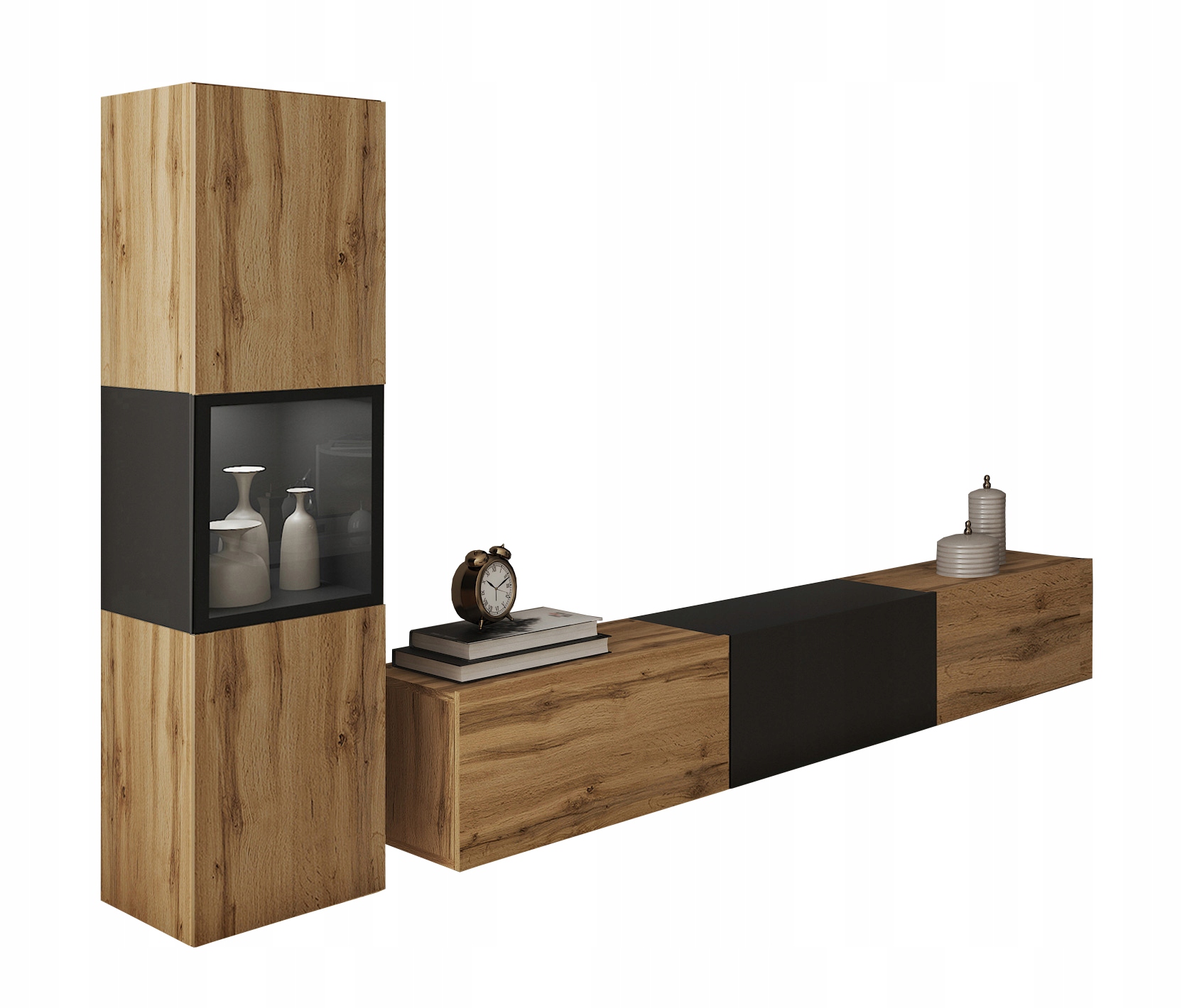 Nábytková Stěna moderní Rtv set 180 cm s vitrínou a nábytkem do obývacího pokoje