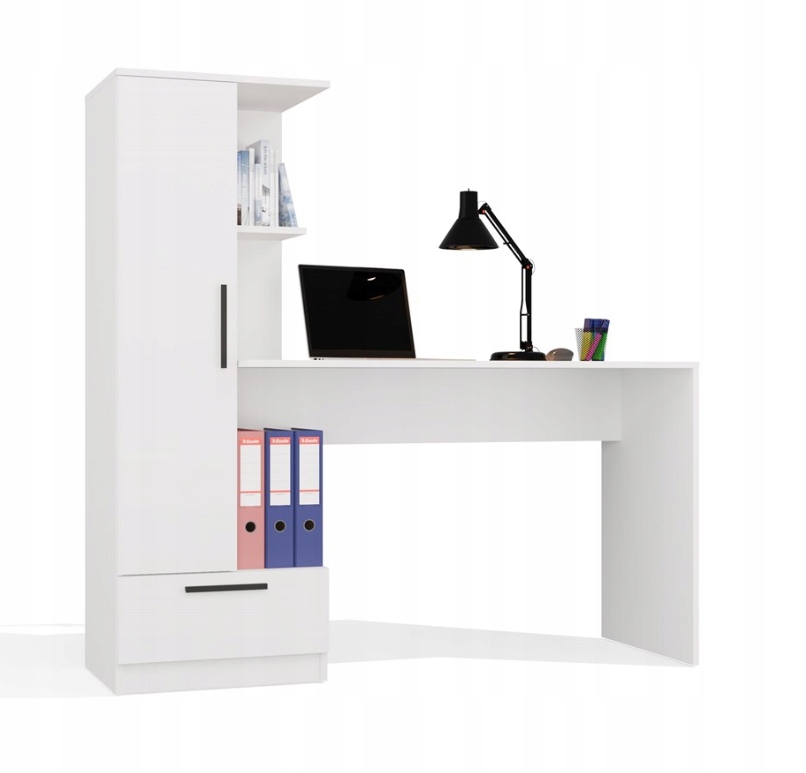 Tanie Biurko z regałem 140cm Biały mat TS