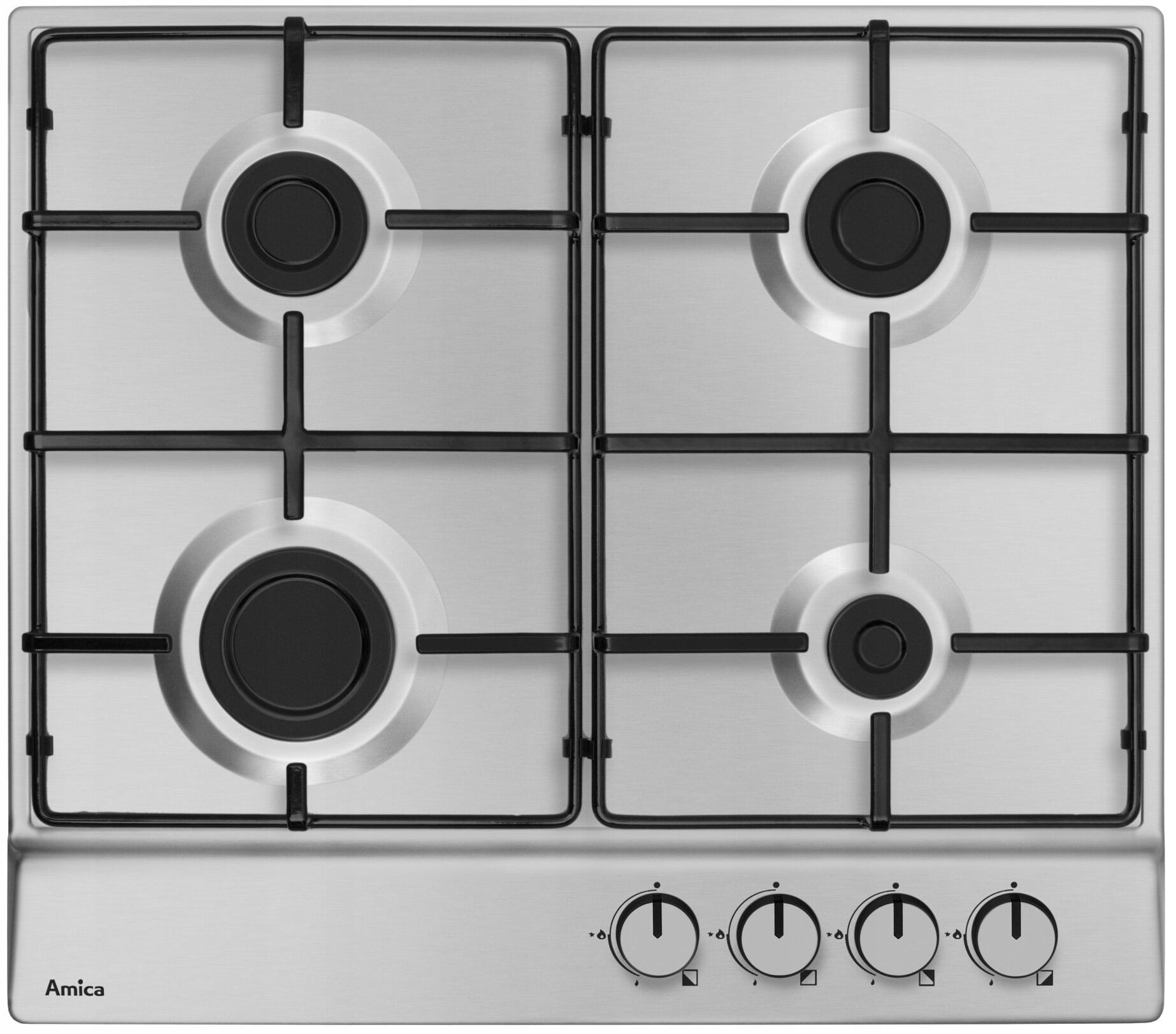 Vstavaná plynová varná doska Amica PGA6100BPR 60 cm 4 horáky 7,4 kW Inox
