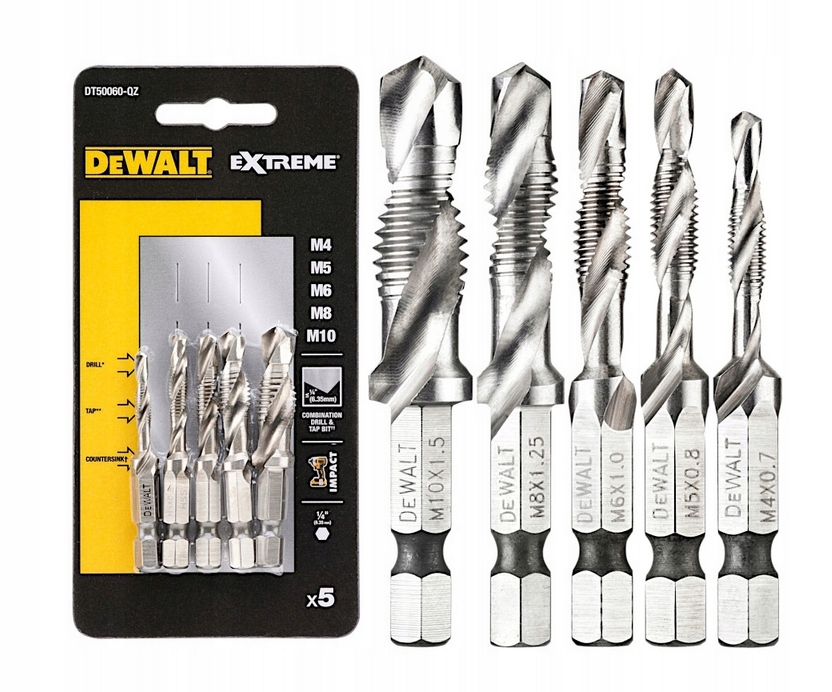 Sada Závitových Vrtáků M4-M10 1/4'' Dewalt DT50060