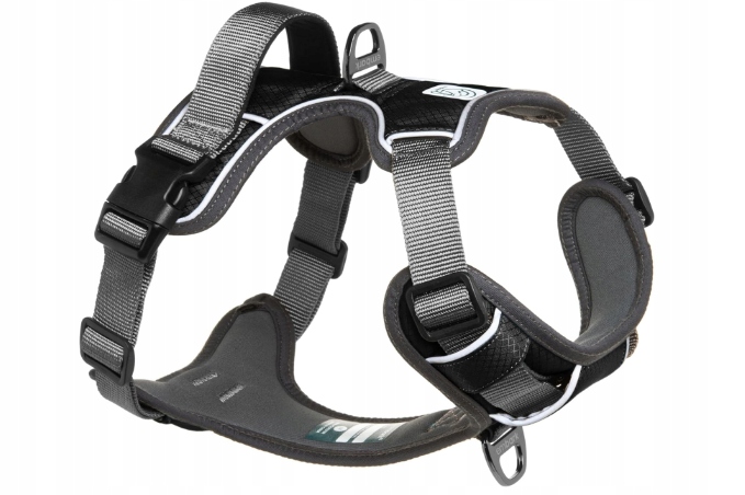 Levně Reflexní postroje pro psa Vel M Černo-šedé