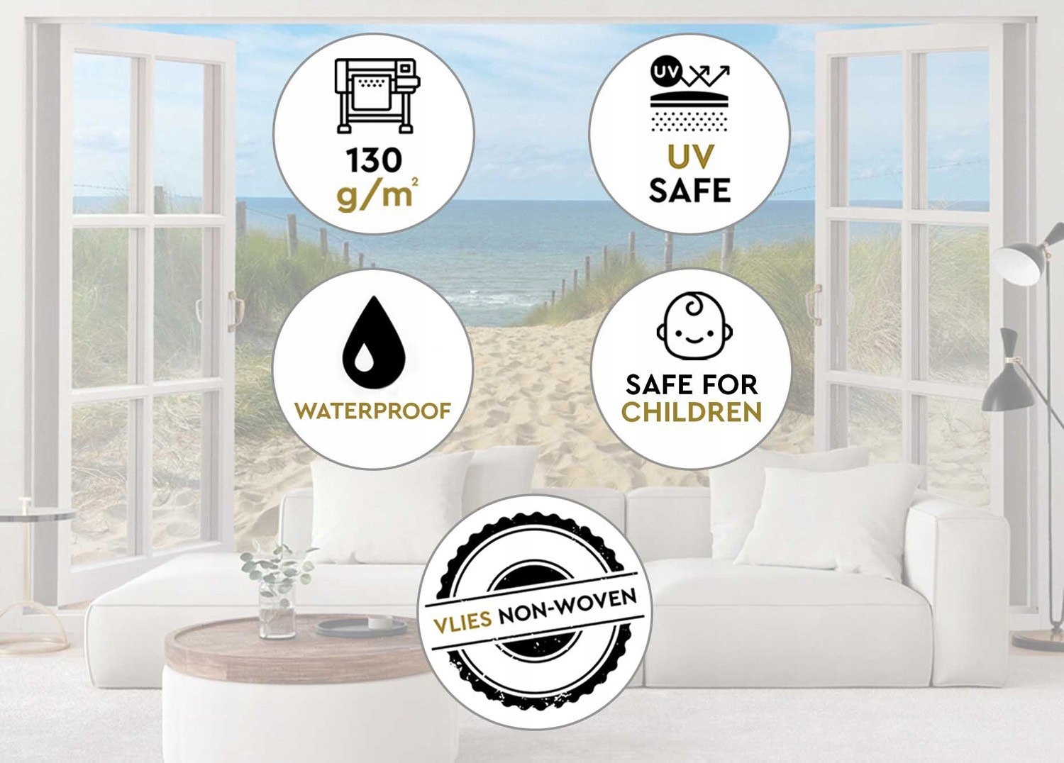 Fototapeta, Okno morze plaża niebo 280x200 Marka Feeby