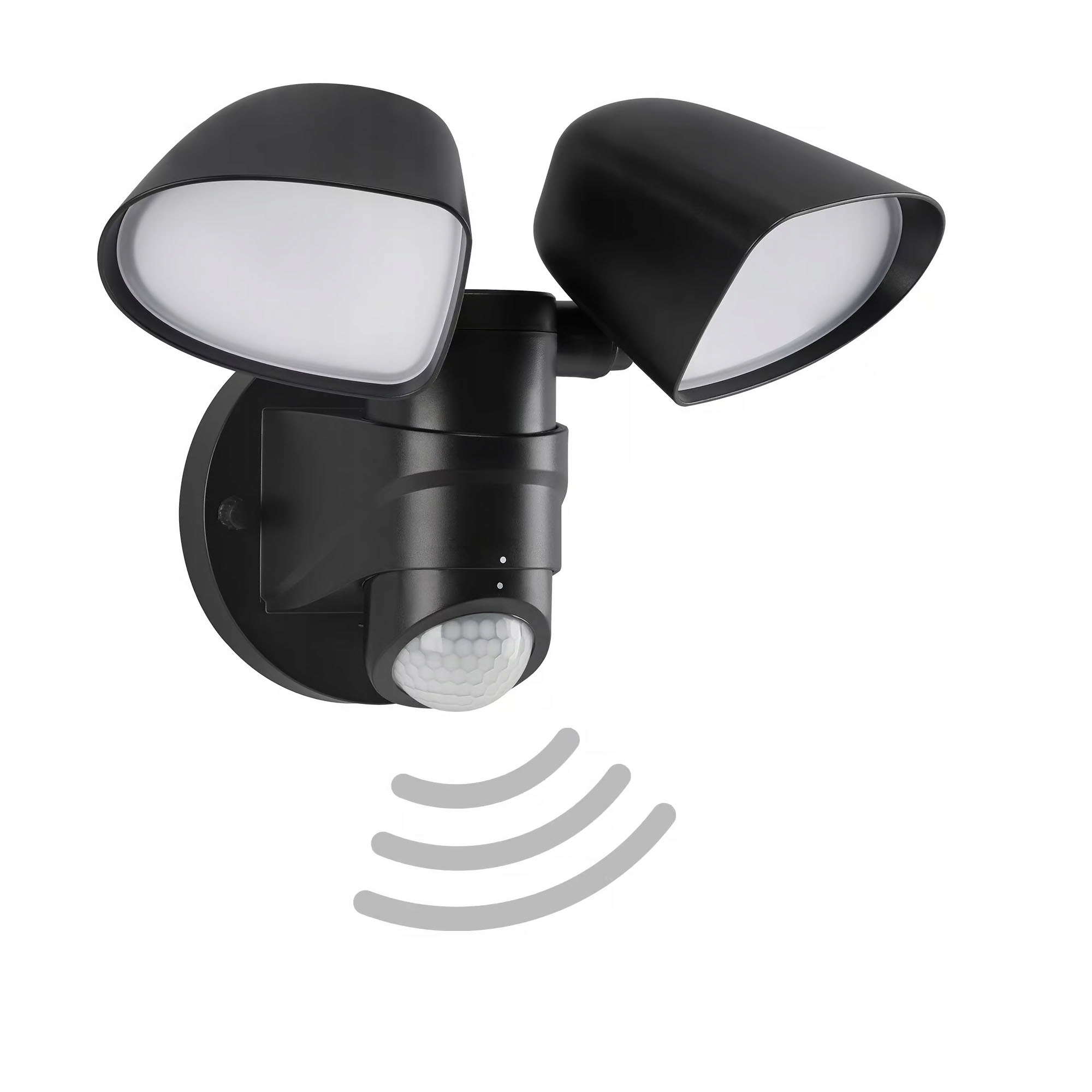 Led reflektorový senzor pohybu 18W IP44, venkovní lampa, černá, dvojitá